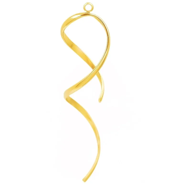 1 Piece 19*60mm 304 Stainless Steel 18K Gold Plated Solid Color Pendant
