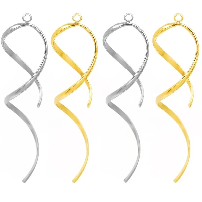 1 Piece 19*60mm 304 Stainless Steel 18K Gold Plated Solid Color Pendant