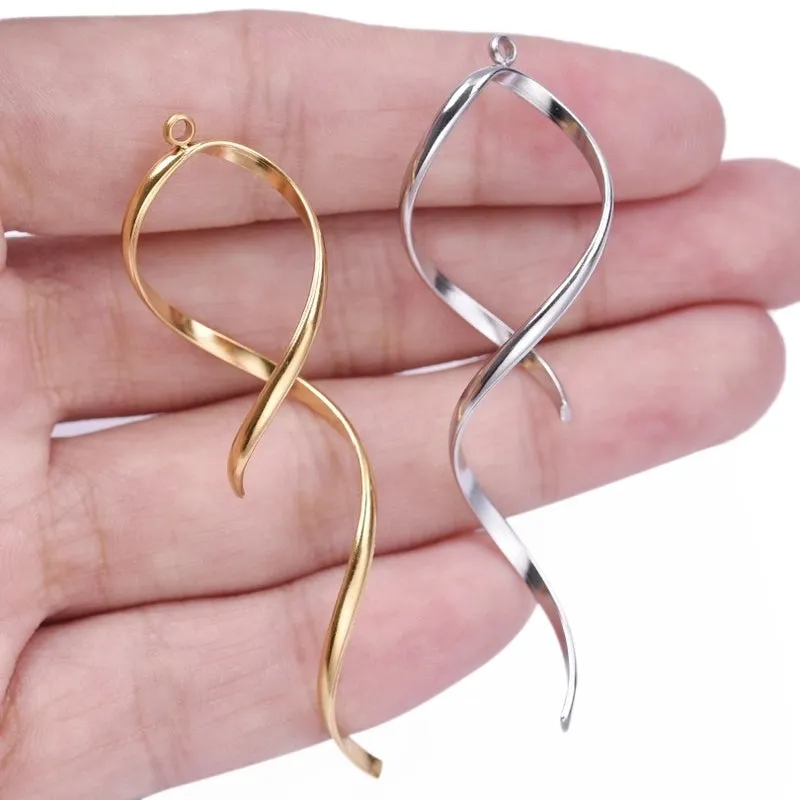 1 Piece 19*60mm 304 Stainless Steel 18K Gold Plated Solid Color Pendant