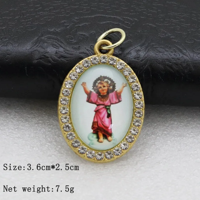 1 Piece 25*36mm Alloy Rhinestones Human Oval Pendant