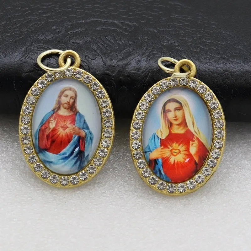 1 Piece 25*36mm Alloy Rhinestones Human Oval Pendant