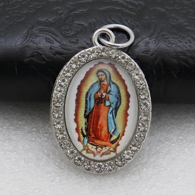 1 Piece 25*36mm Alloy Rhinestones Human Oval Pendant