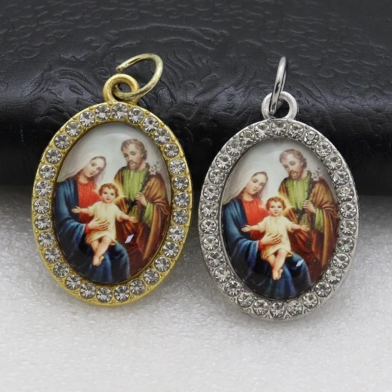 1 Piece 25*36mm Alloy Rhinestones Human Oval Pendant