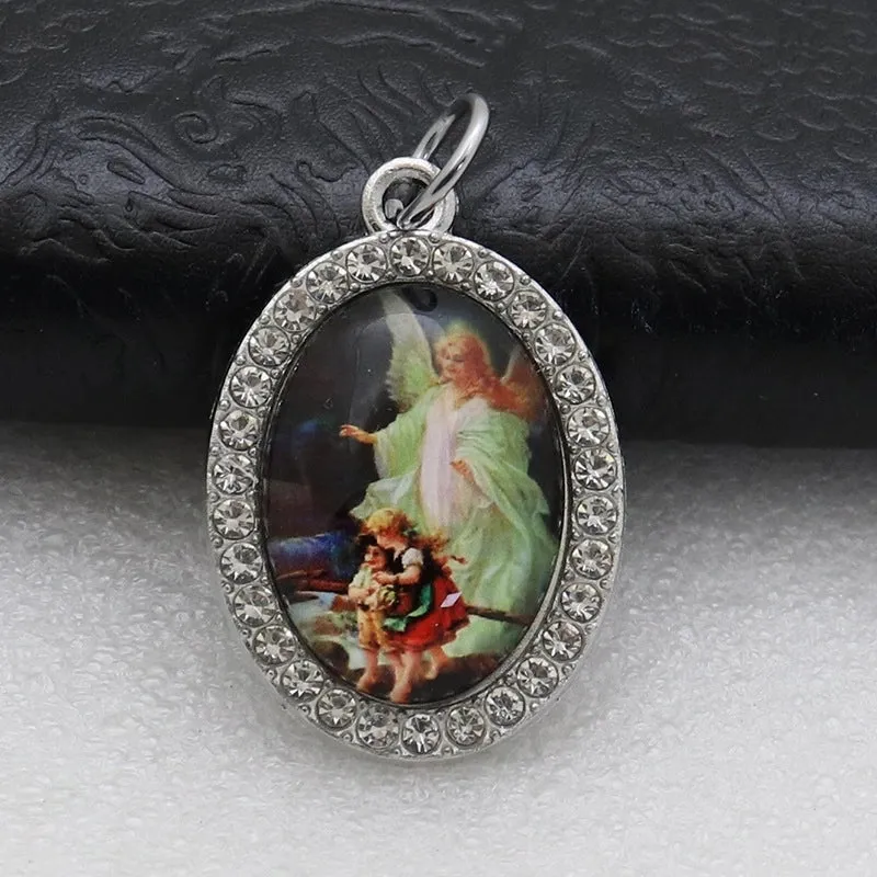 1 Piece 25*36mm Alloy Rhinestones Human Oval Pendant