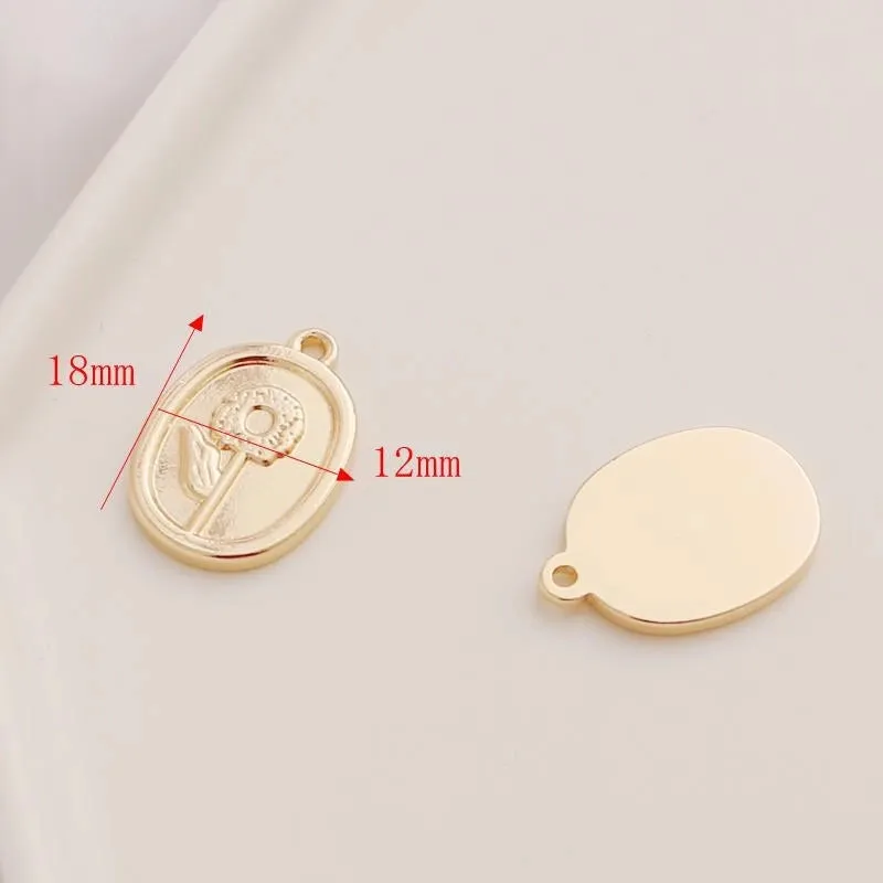 1 Piece Copper 14K Gold Plated Solid Color Pendant