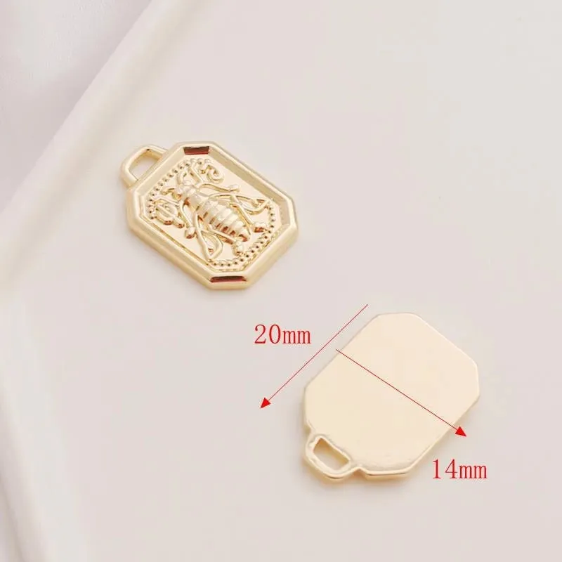1 Piece Copper 14K Gold Plated Solid Color Pendant