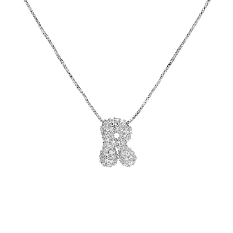 1 Piece Copper Zircon 18K Gold Plated Letter Pendant