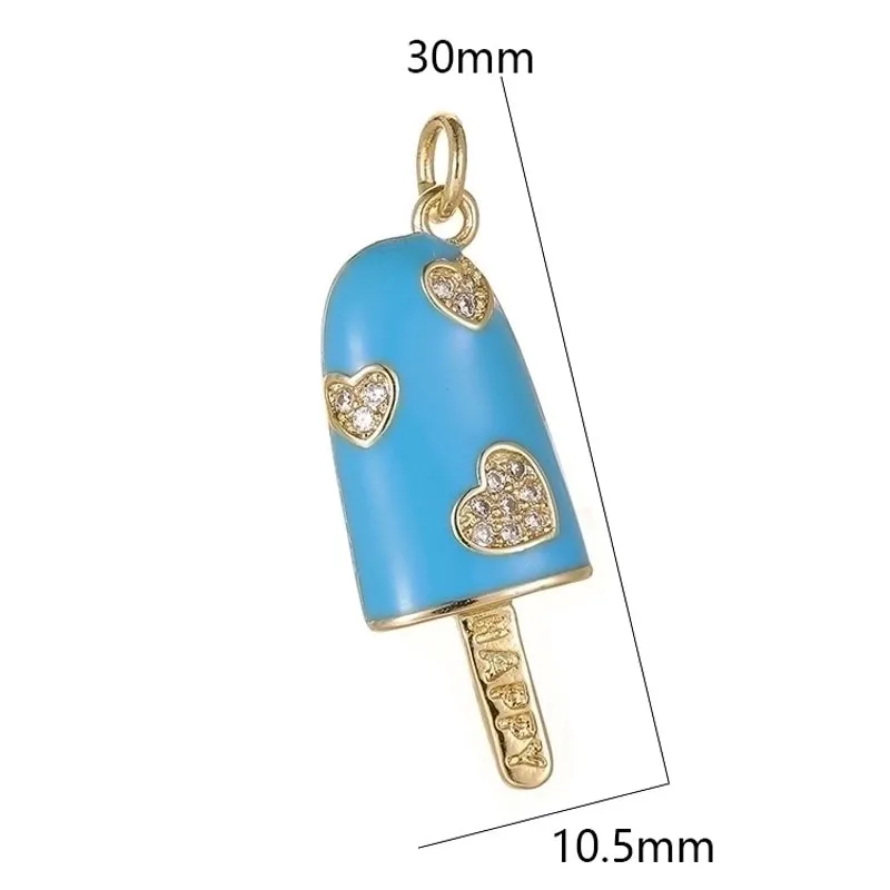 1 Piece Copper Zircon Ice Cream Pendant