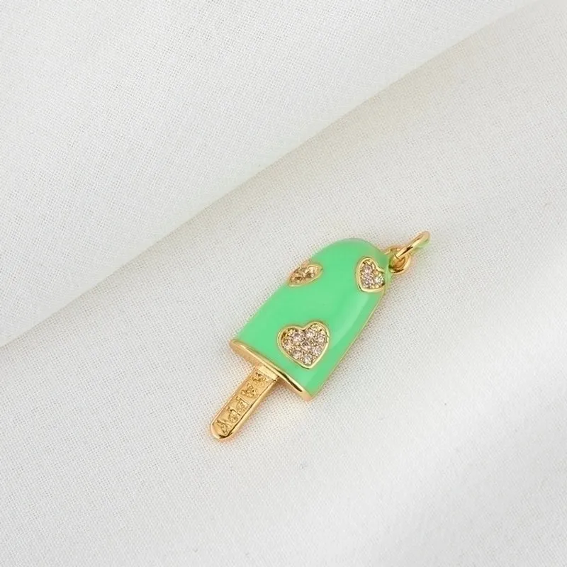 1 Piece Copper Zircon Ice Cream Pendant