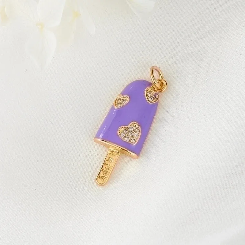 1 Piece Copper Zircon Ice Cream Pendant