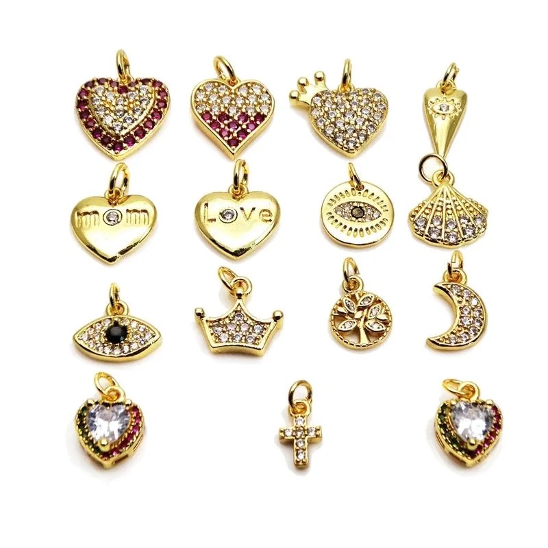 1 Piece Copper Zircon Letter Star Heart Shape Pendant