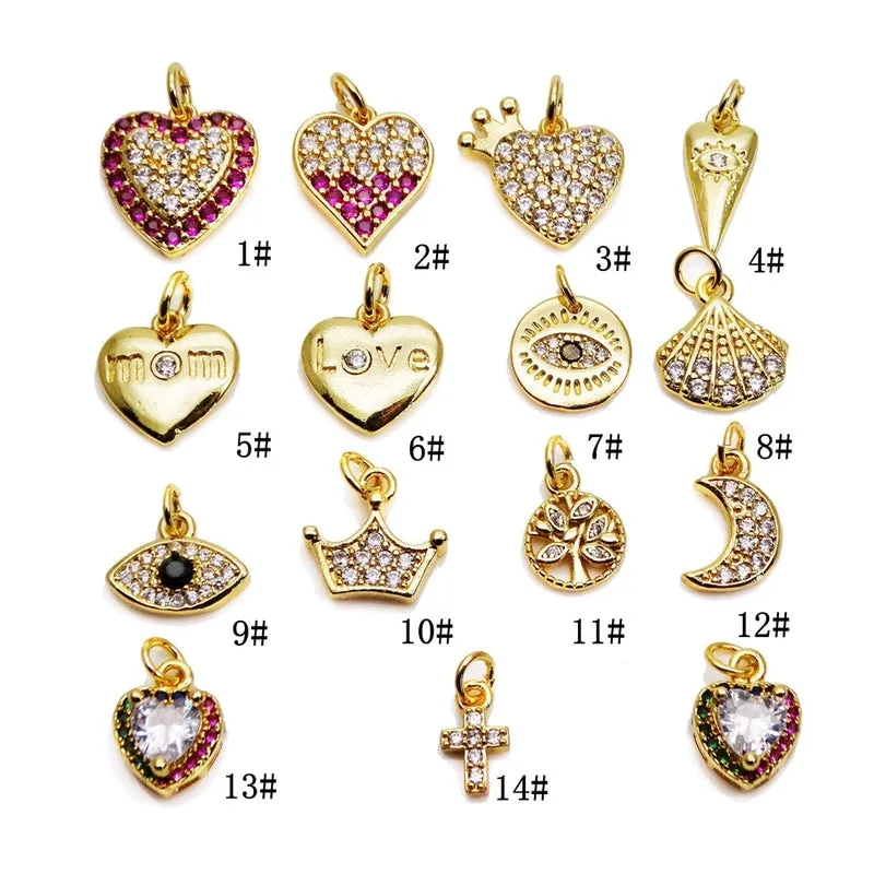 1 Piece Copper Zircon Letter Star Heart Shape Pendant