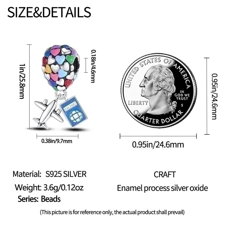 1 Piece Hole 4~4.9mm White Copper Zircon Silver Plated Hot Air Balloon Luggage Airplane Polished Pendant Beads