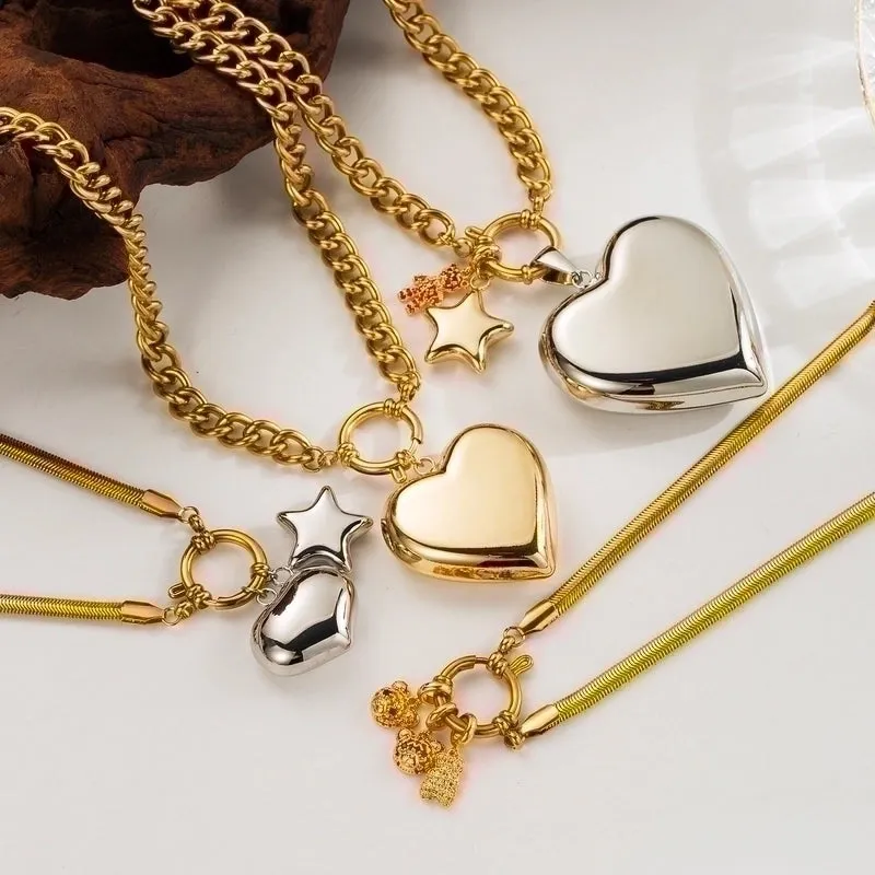 1 Piece Stainless Steel 18K Gold Plated Polished Pendant Chain