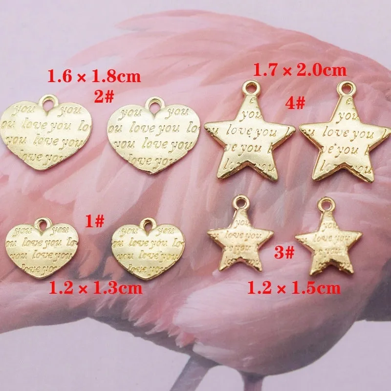 10 Pcs/package Simple Style Love Star Heart Shape Alloy Plating Jewelry Accessories