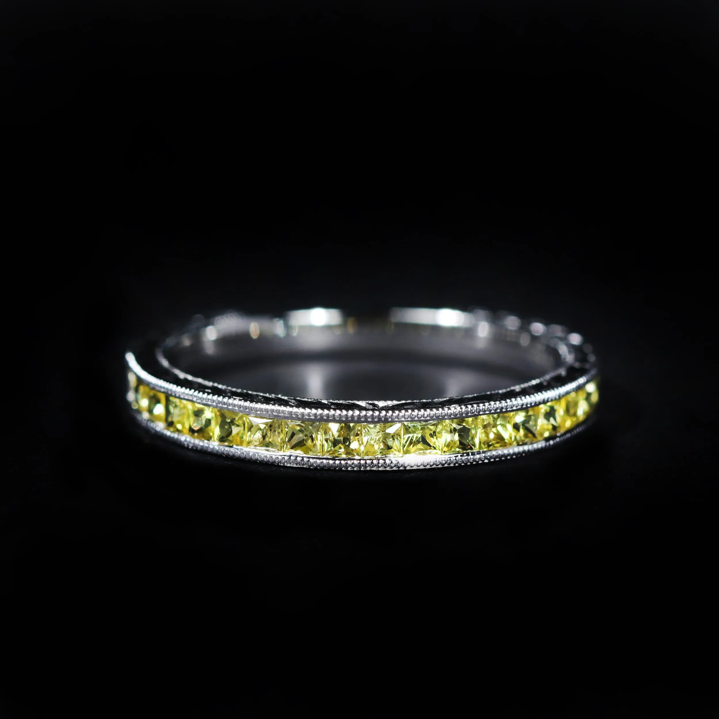 14K White Gold 0.65 CTW Yellow Sapphire Band