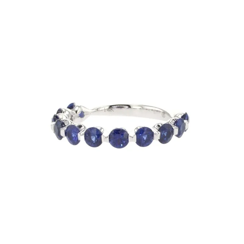 14K White Gold 1.20 CT Blue Sapphire Band