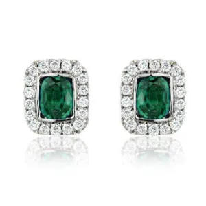 18ct White Gold Emerald and Diamond Earrings - MM8F41W-18DE