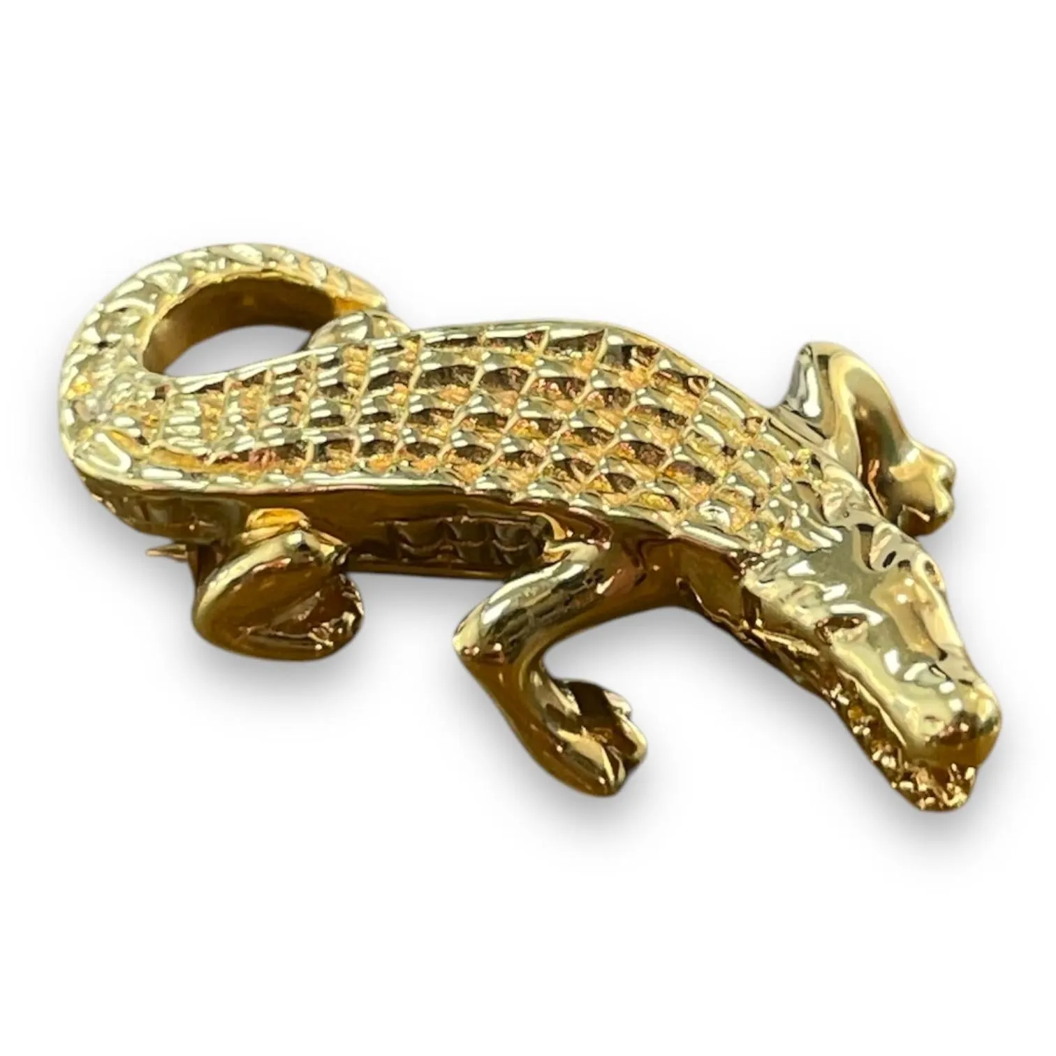 18K Yellow Gold Alligator Brooch