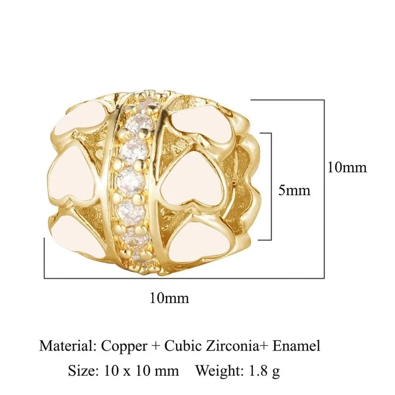 3 Pieces Copper Zircon 18K Gold Plated Cross