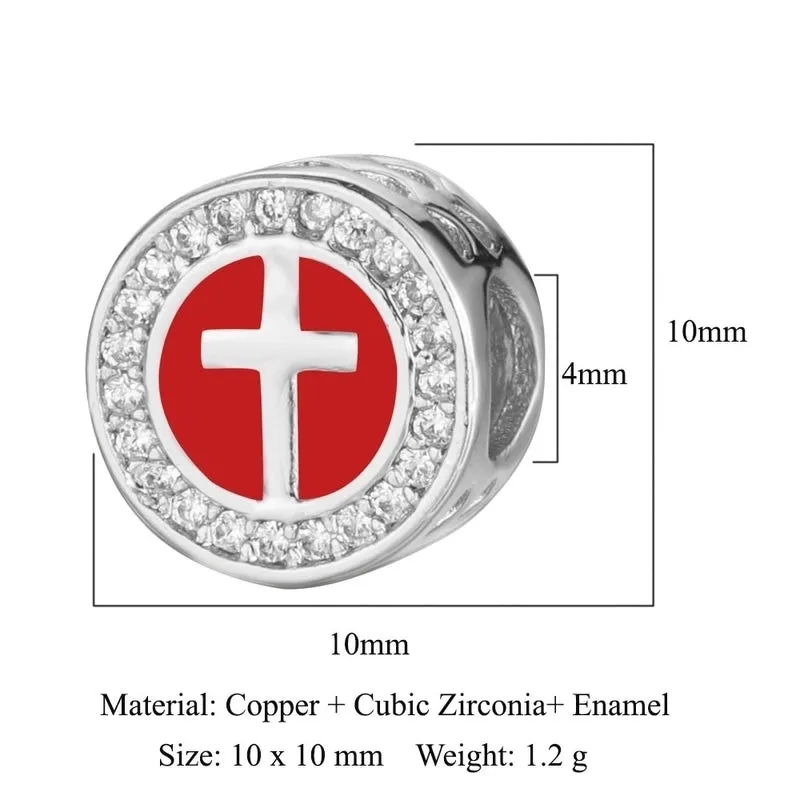 3 Pieces Copper Zircon 18K Gold Plated Cross