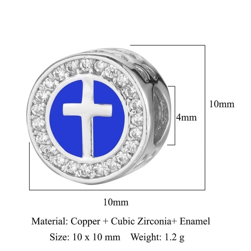 3 Pieces Copper Zircon 18K Gold Plated Cross