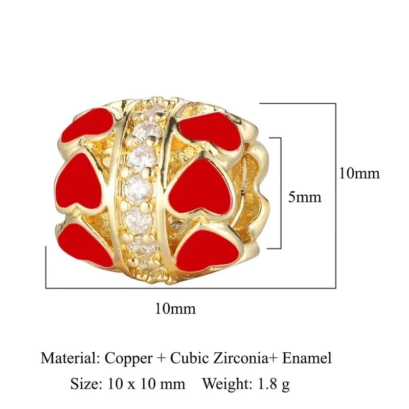 3 Pieces Copper Zircon 18K Gold Plated Cross