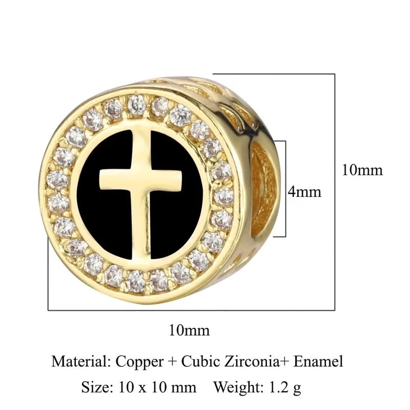 3 Pieces Copper Zircon 18K Gold Plated Cross