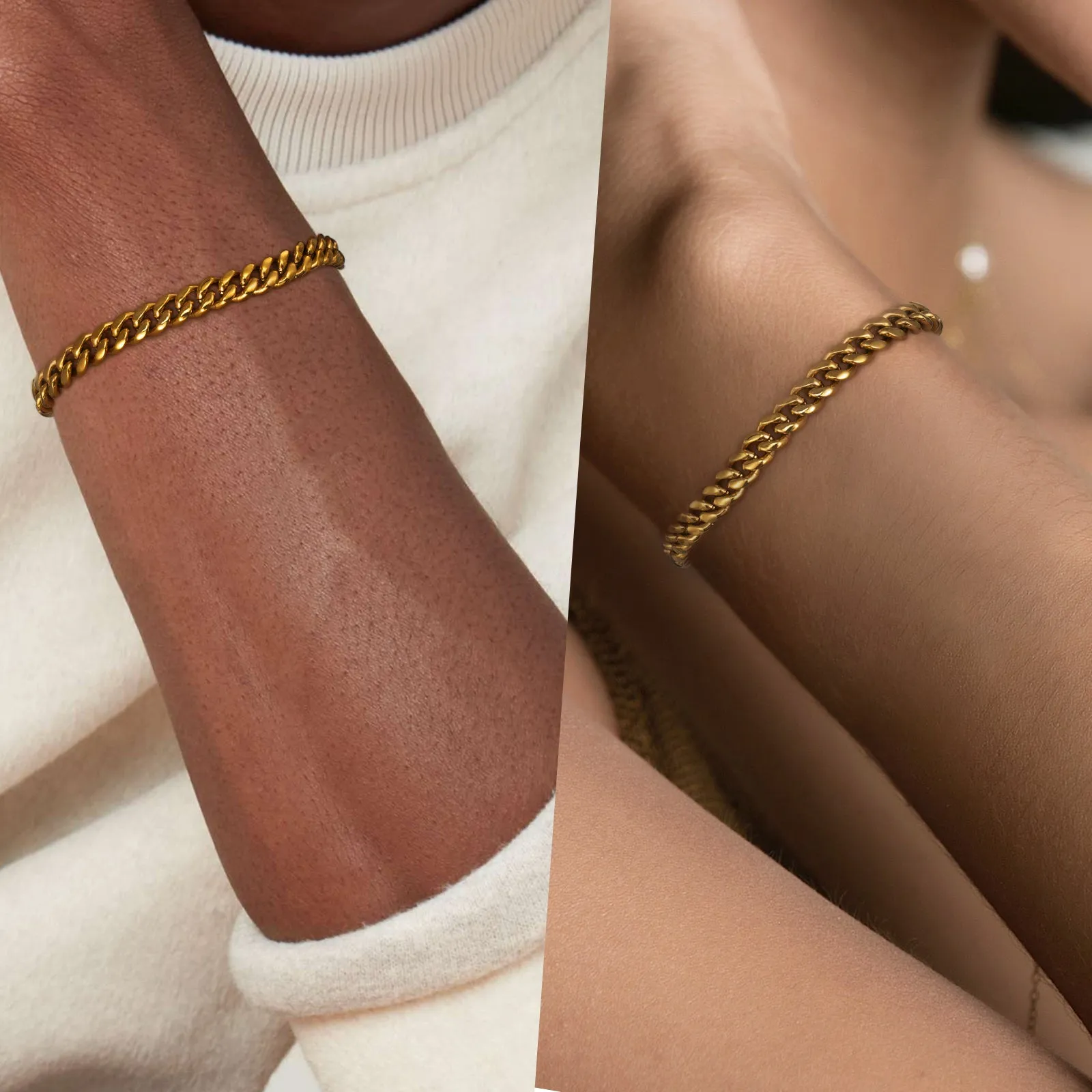 3mm/5mm Unisex Stainless Steel Rope/Cuban/Figaro Bracelet