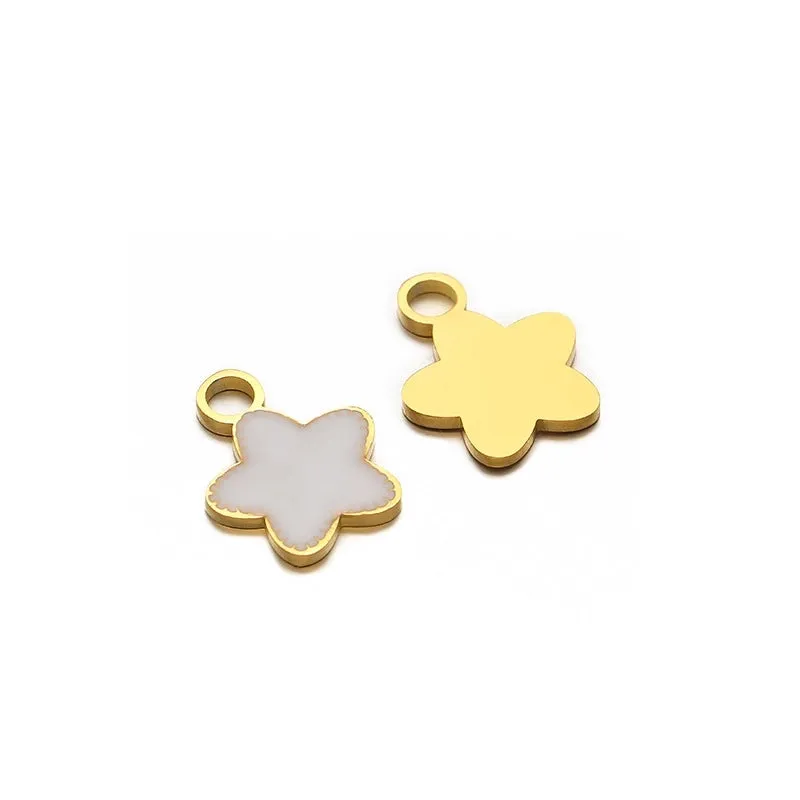 5 PCS/Package 304 Stainless Steel Heart Shape Butterfly Pendant