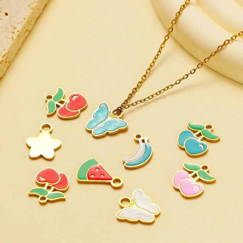 5 PCS/Package 304 Stainless Steel Heart Shape Butterfly Pendant