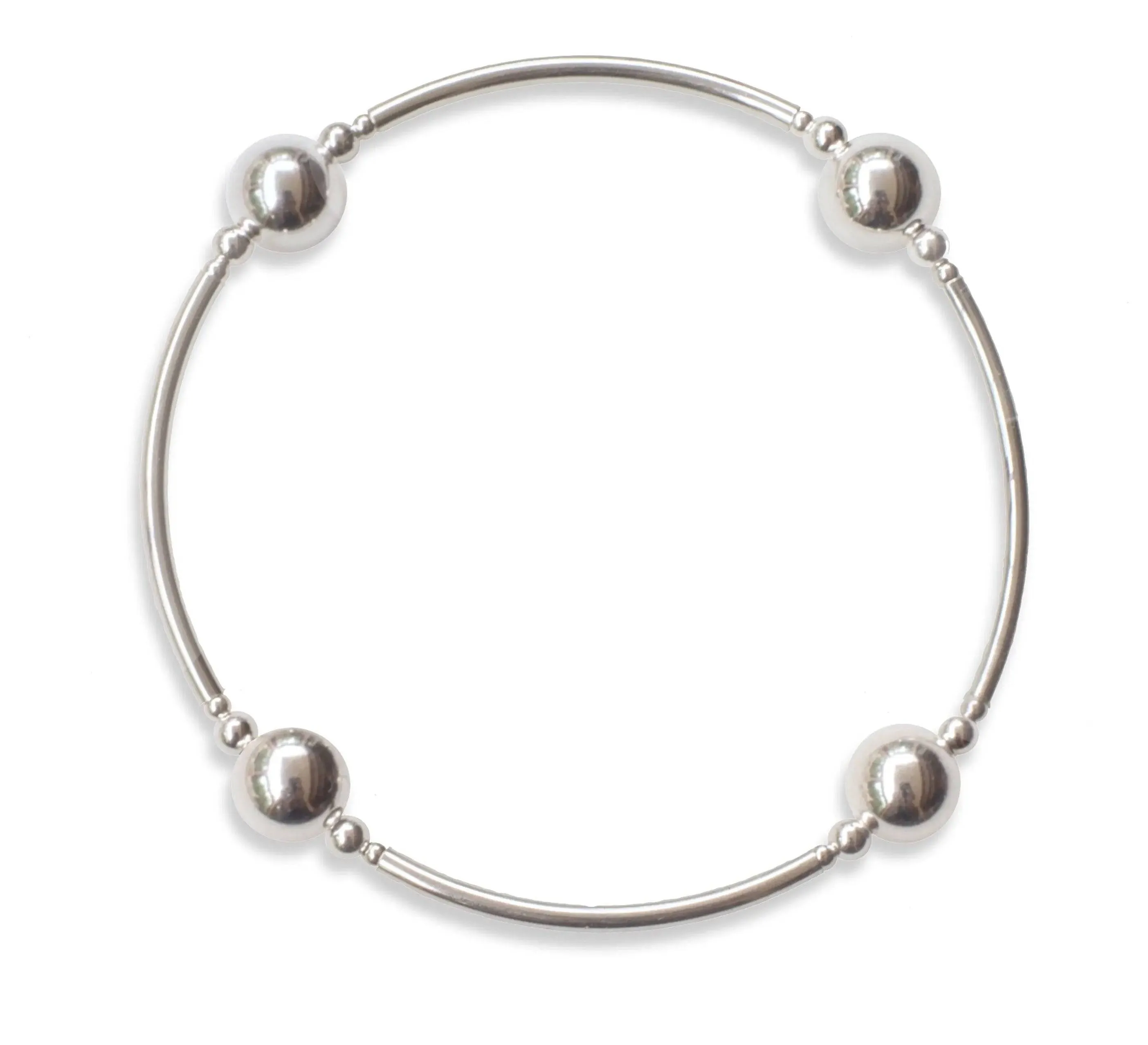 8MM Sterling Silver Bead Blessing Bracelet with Silver Links