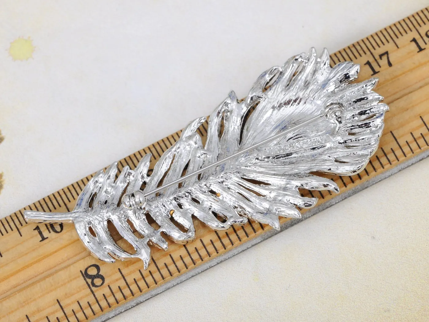 Alilang Clear Green Phoenix Peacock Bird Feather Brooch Pin Crystal Rhinestone Broches Broaches