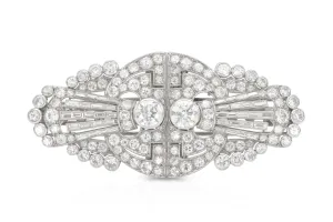 Antique Art Deco 1930s 19.90 Carat Diamond Double Clip Brooch