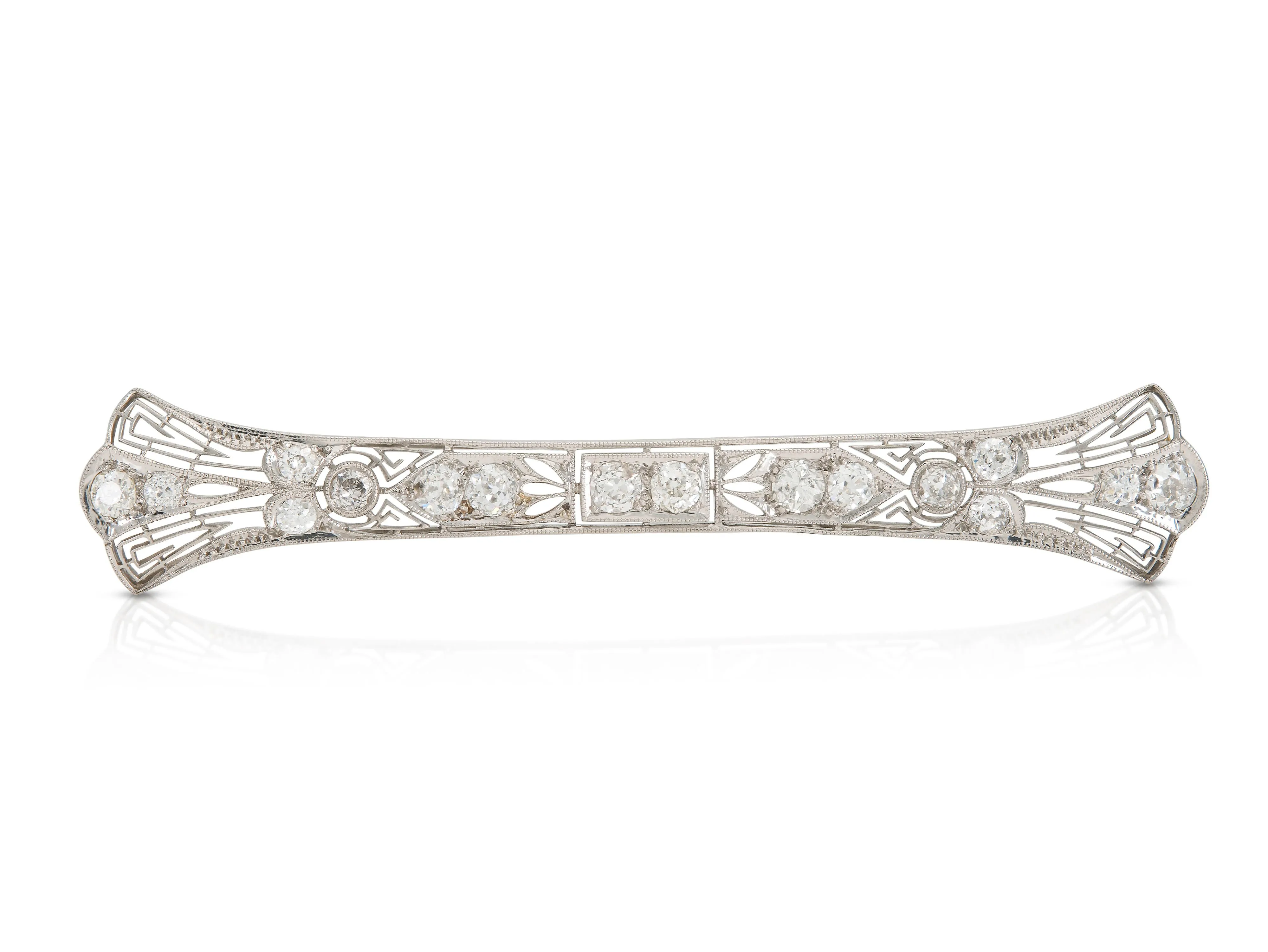 Antique Art Deco 1930s 2.00 Carat Diamond Bar Pin