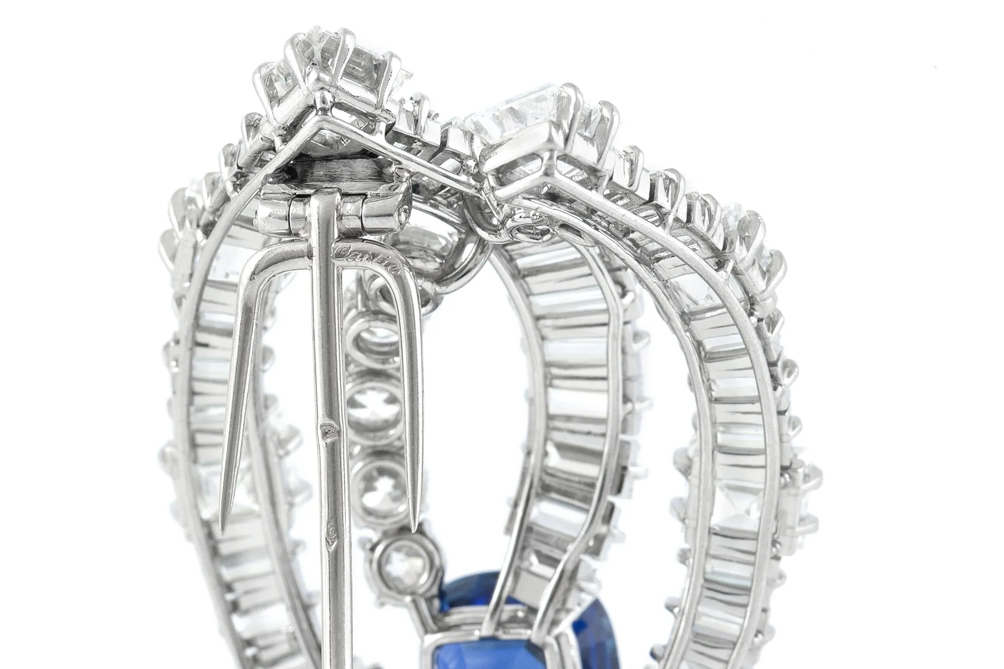 Antique Art Deco 1930s 7.64 Carat Burma Sapphire and 12.00 Carat Diamond Brooch