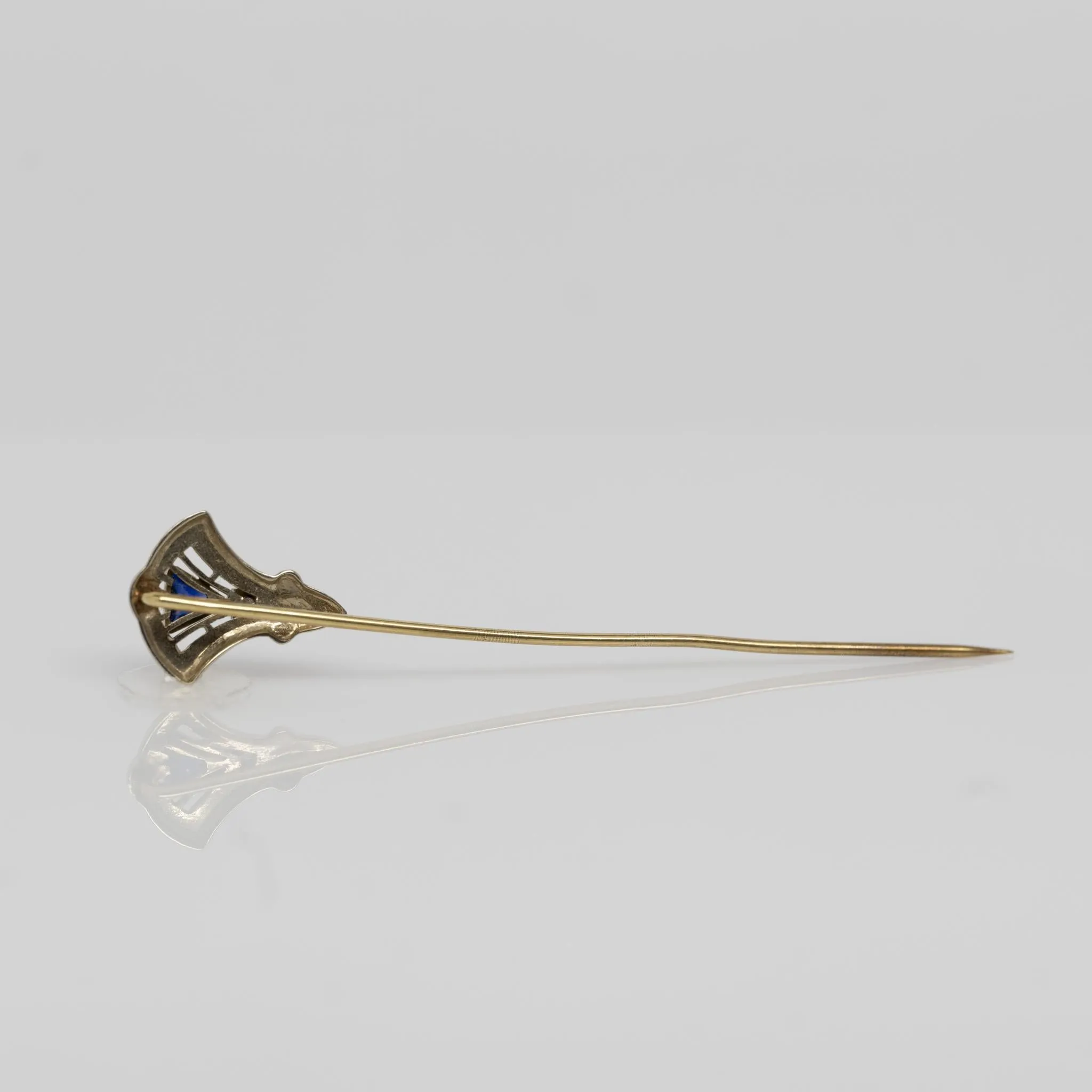 Antique Stick Pin Synthetic Sapphire Shield