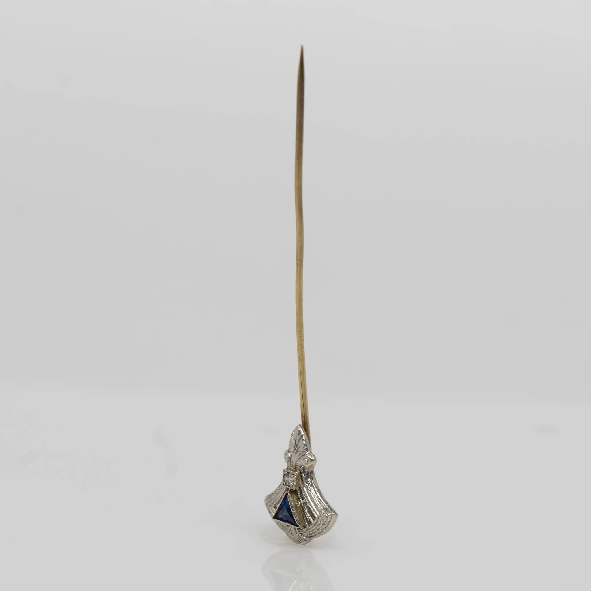 Antique Stick Pin Synthetic Sapphire Shield