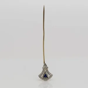 Antique Stick Pin Synthetic Sapphire Shield