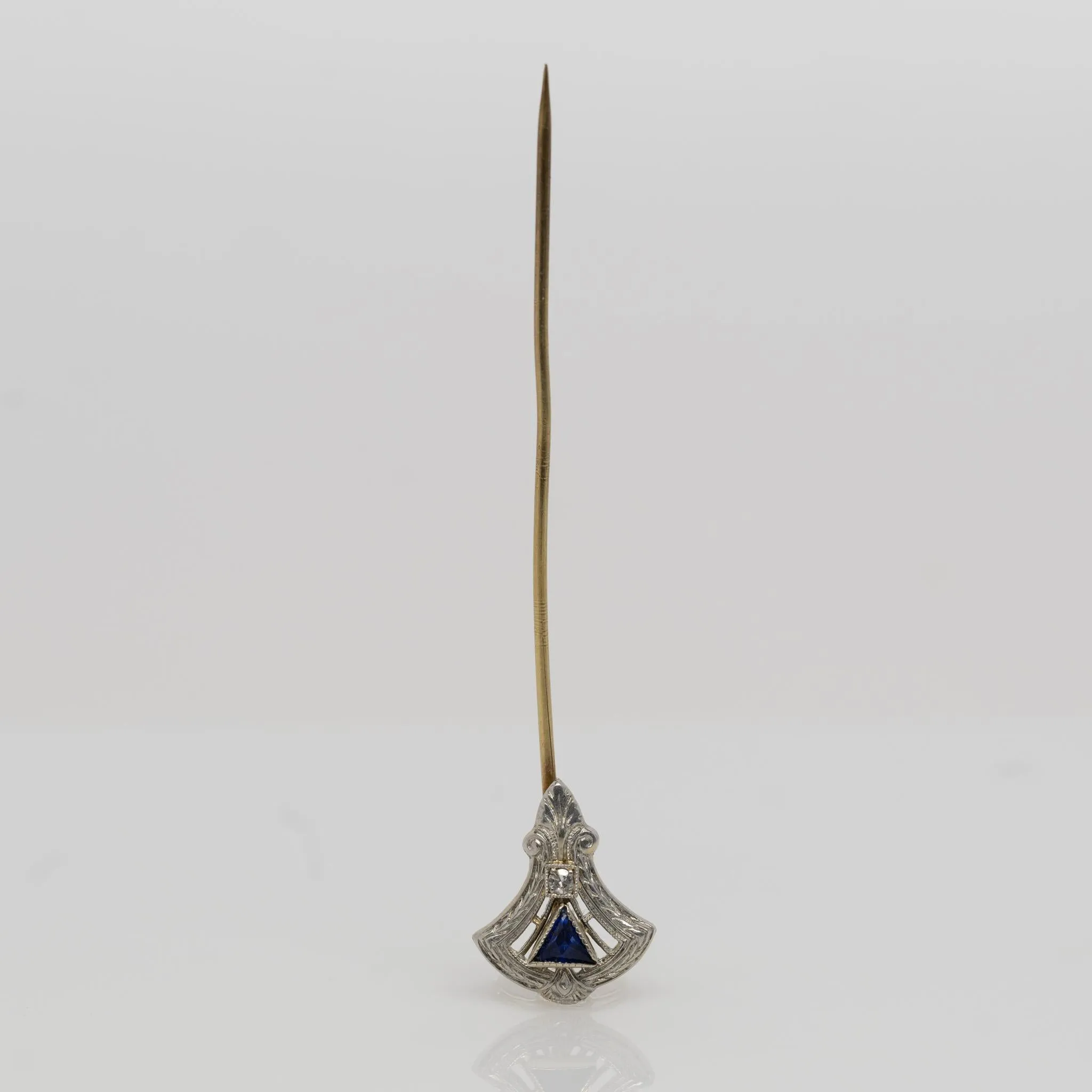 Antique Stick Pin Synthetic Sapphire Shield