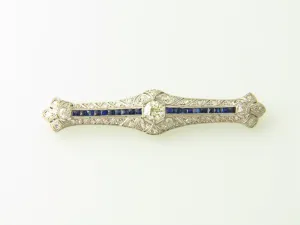 Art Deco, Platinum Diamond and Sapphire Brooch