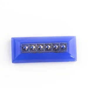 Art Deco Rectangle Cabochon, blue glass, Czechoslovakia. Pkg 1. b5-421