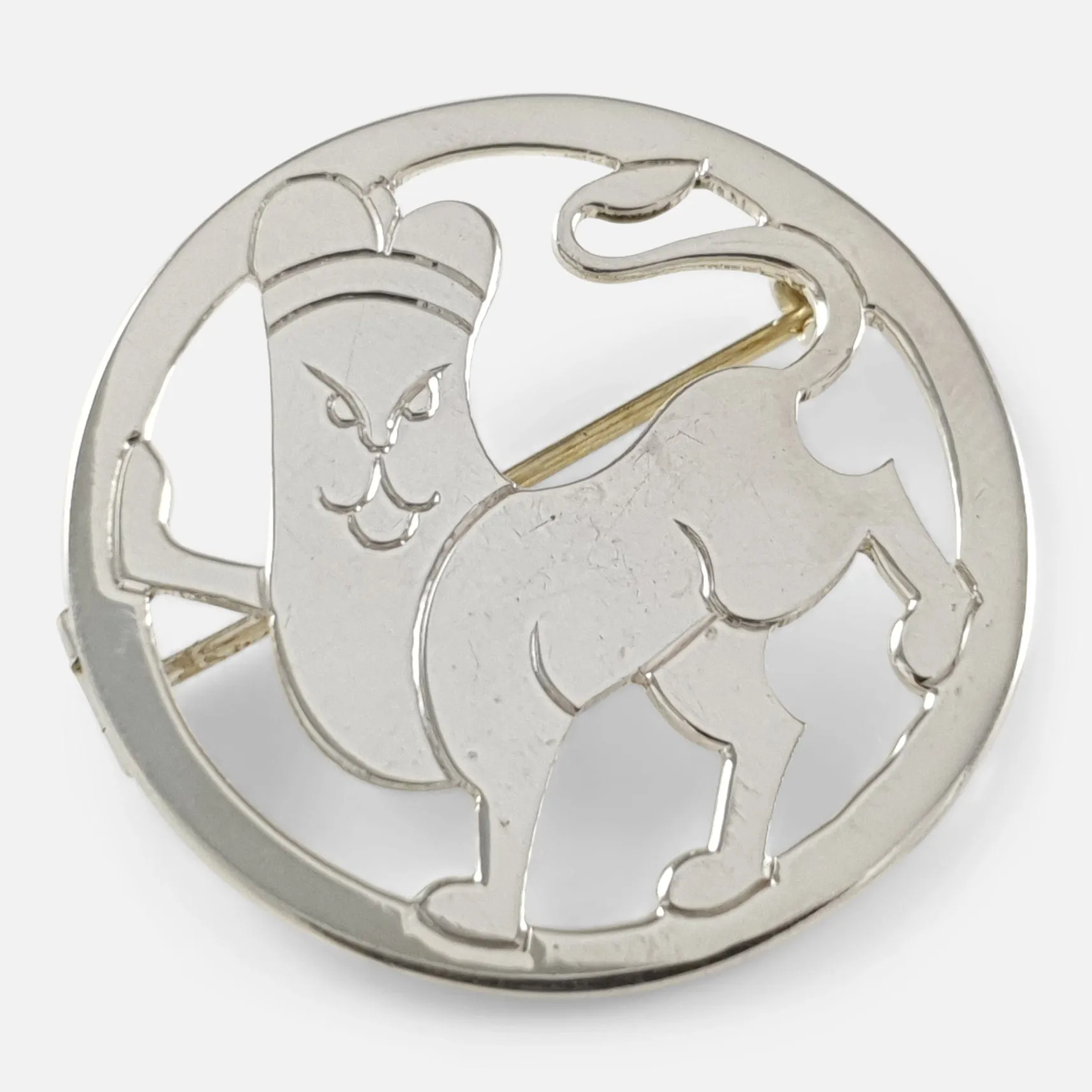 Art Deco Sterling Silver Lion Brooch - H.G. Murphy - 1933