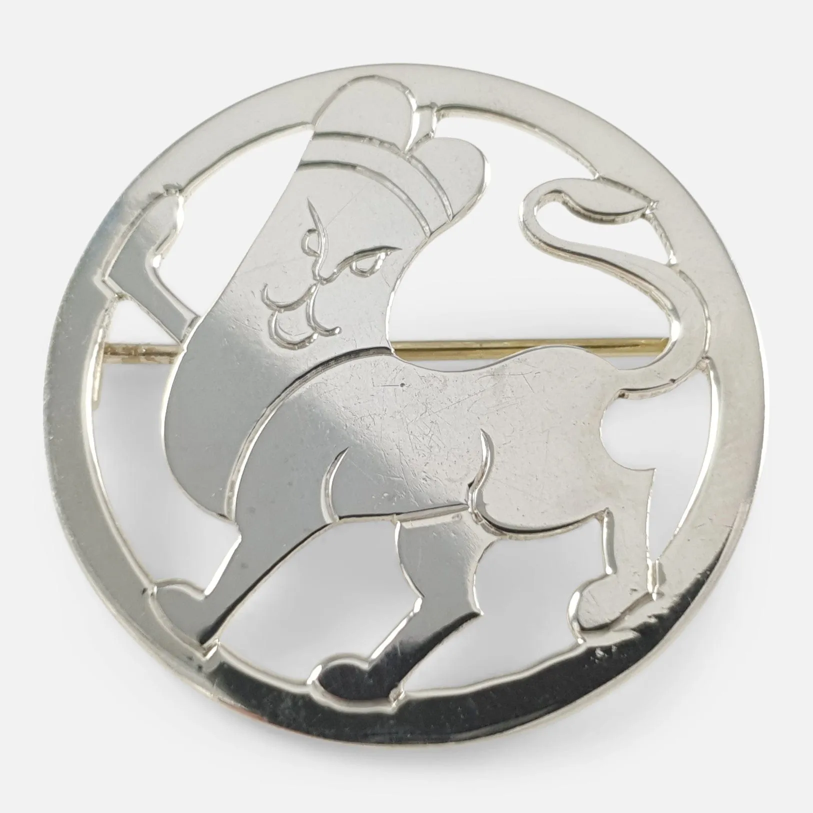 Art Deco Sterling Silver Lion Brooch - H.G. Murphy - 1933