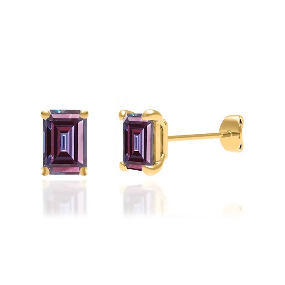 AVIANA - Emerald Alexandrite 18k Yellow Gold Stud Earrings