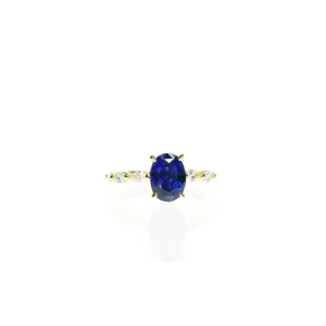 Blue Sapphire Ring with Marquise Band