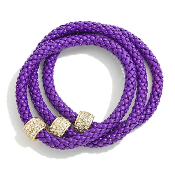 Cable Braid Hoop with Pave Station Earrings or Bracelet Set