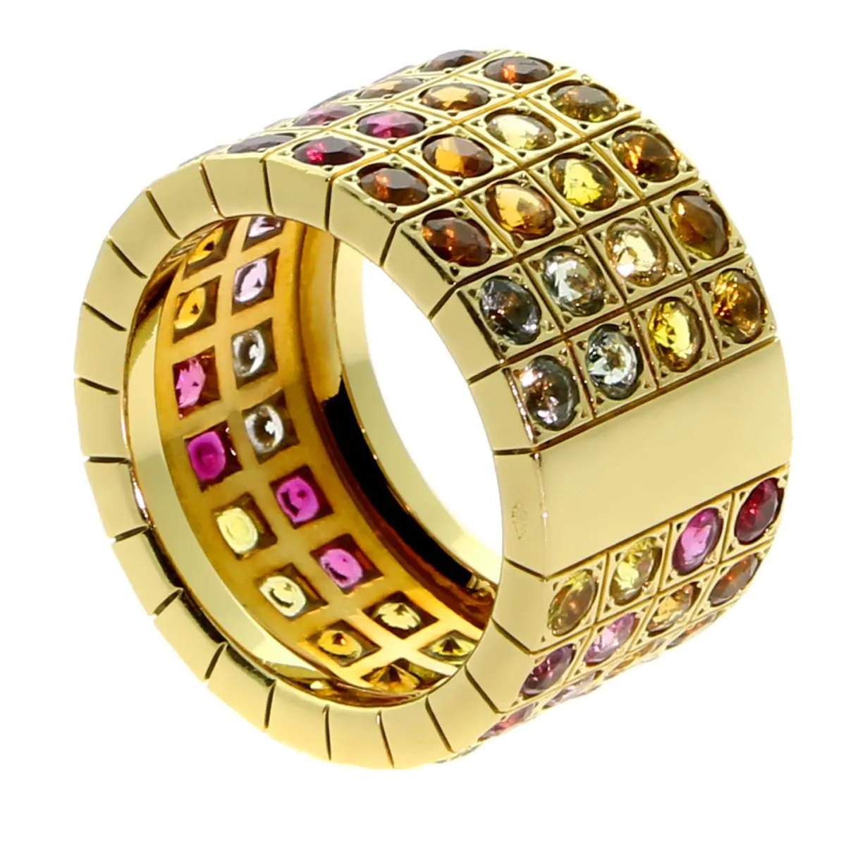 Cartier Lanieres Multicolor Sapphire Diamond Gold Ring