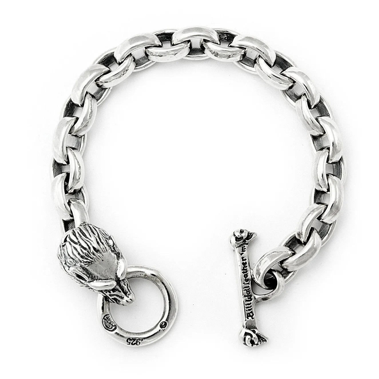 Chain Link Bracelet with Wolf
