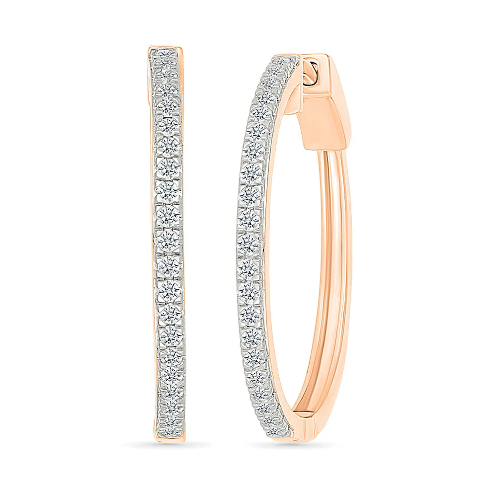 Classic Sparkling Diamond Hoops Earrings
